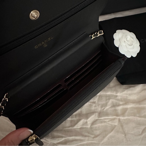 Chanel Matte Black Caviar Classic Chevron Wallet on Chain Flap Bag - Picture 8 of 10